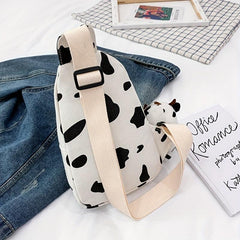 Cow Pattern Sling Bag Canvas Chest Bag Crossbody Bag