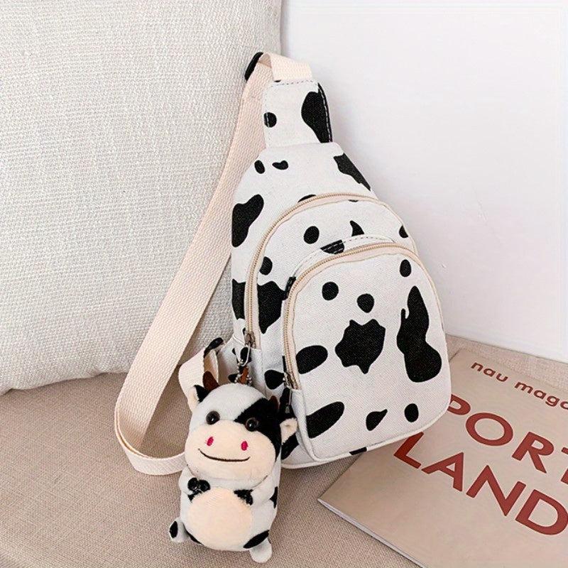 Cow Pattern Sling Bag Canvas Chest Bag Crossbody Bag