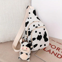 Cow Pattern Sling Bag Canvas Chest Bag Crossbody Bag