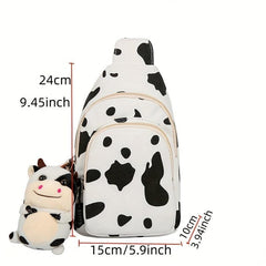 Cow Pattern Sling Bag Canvas Chest Bag Crossbody Bag