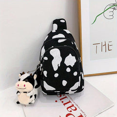 Cow Pattern Sling Bag Canvas Chest Bag Crossbody Bag