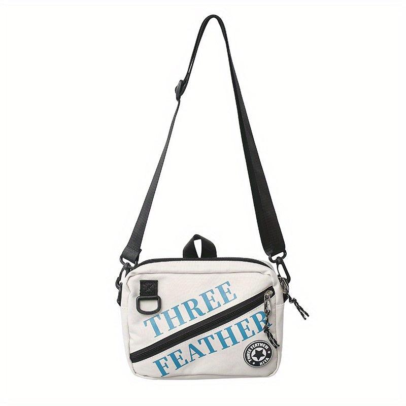 Men's Letter Printed Crossbody Bag with Bag Charm