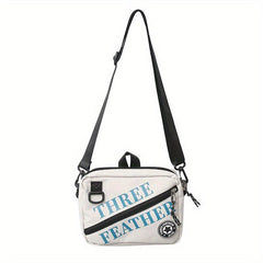 Men's Letter Printed Crossbody Bag with Bag Charm