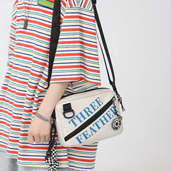 Men's Letter Printed Crossbody Bag with Bag Charm