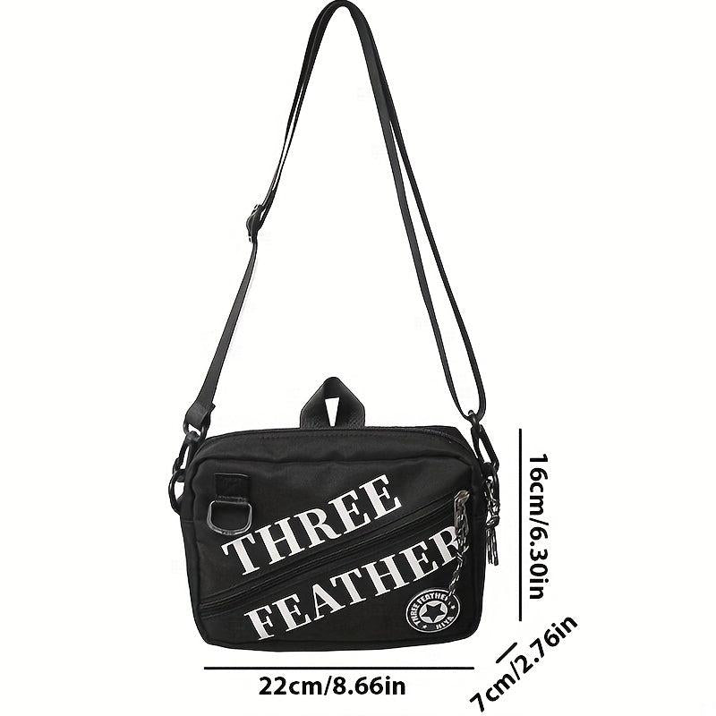 Men's Letter Printed Crossbody Bag with Bag Charm