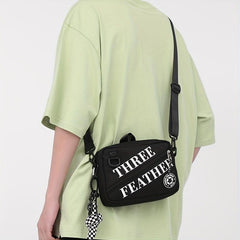 Men's Letter Printed Crossbody Bag with Bag Charm