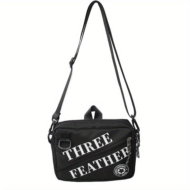 Men's Letter Printed Crossbody Bag with Bag Charm