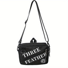 Men's Letter Printed Crossbody Bag with Bag Charm
