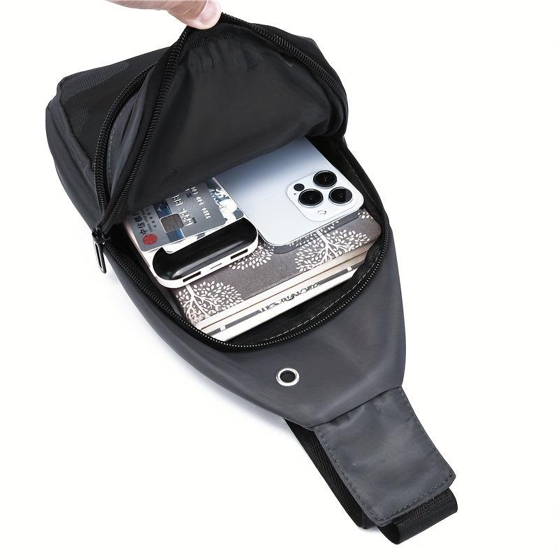 Camo Print Nylon Chest Bag Adjustable Strap Zipper Crossbody Bag