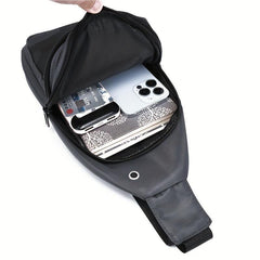 Camo Print Nylon Chest Bag Adjustable Strap Zipper Crossbody Bag