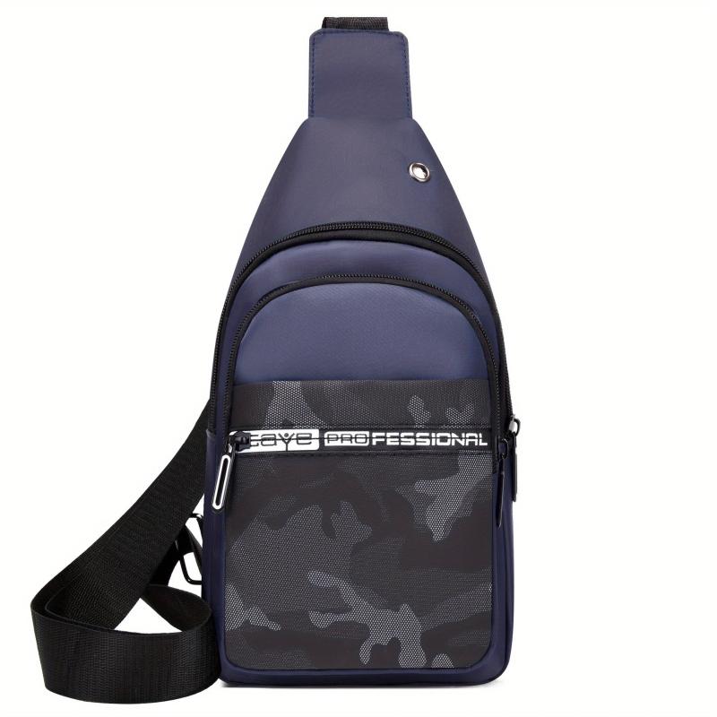 Camo Print Nylon Chest Bag Adjustable Strap Zipper Crossbody Bag
