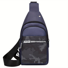 Camo Print Nylon Chest Bag Adjustable Strap Zipper Crossbody Bag