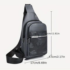Camo Print Nylon Chest Bag Adjustable Strap Zipper Crossbody Bag