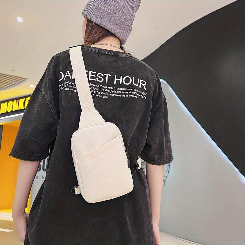 Minimalist Casual Sling Bag Zipper Crossbody Bag Women's Chest Bag