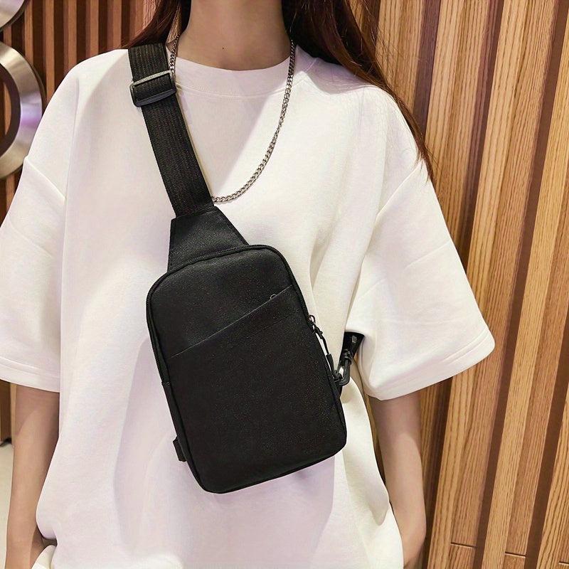 Minimalist Casual Sling Bag Zipper Crossbody Bag Women's Chest Bag