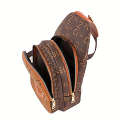 Vintage Pattern Zipper Sling Bag Classic Crossbody Bag