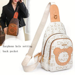 Vintage Pattern Zipper Sling Bag Classic Crossbody Bag