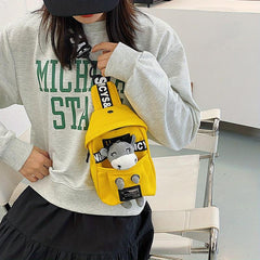 Cartoon Animal Doll Decor Mini Fanny Pack Canvas Zipper Waist Bag