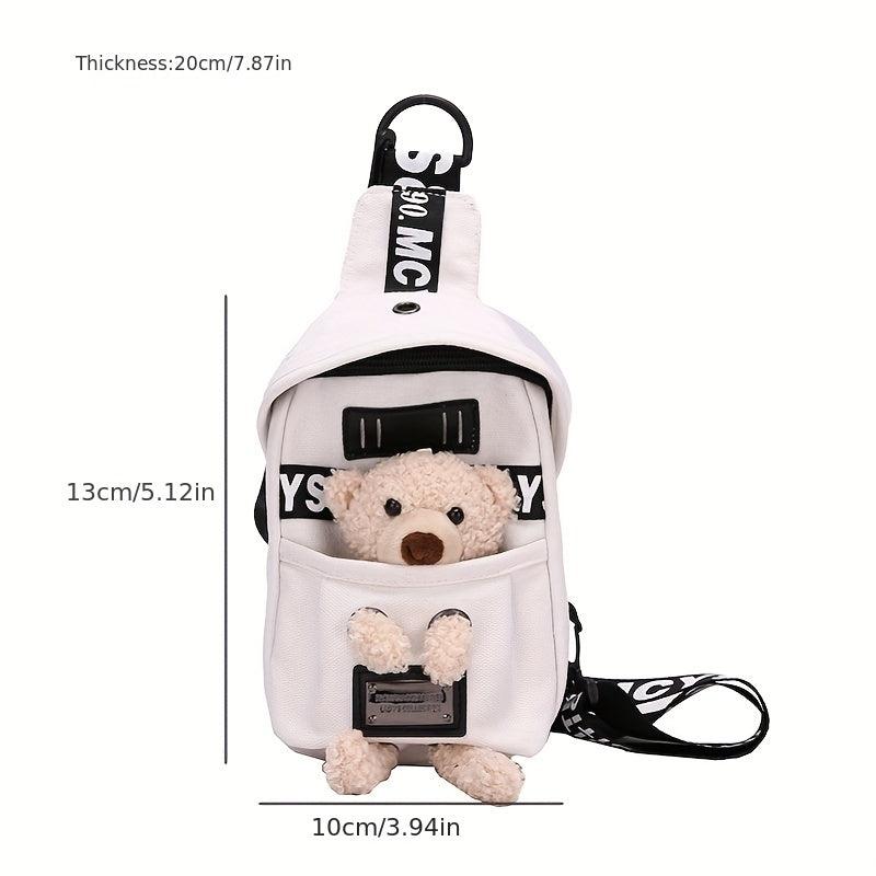 Cartoon Animal Doll Decor Mini Fanny Pack Canvas Zipper Waist Bag