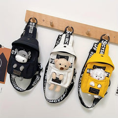 Cartoon Animal Doll Decor Mini Fanny Pack Canvas Zipper Waist Bag