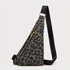 Leopard Print Sling Bag Vintage Crossbody Bag Women's Chest Purse