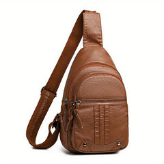 Vintage Faux Leather Sling Bag Crossbody Chest Bag