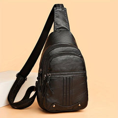 Vintage Faux Leather Sling Bag Crossbody Chest Bag