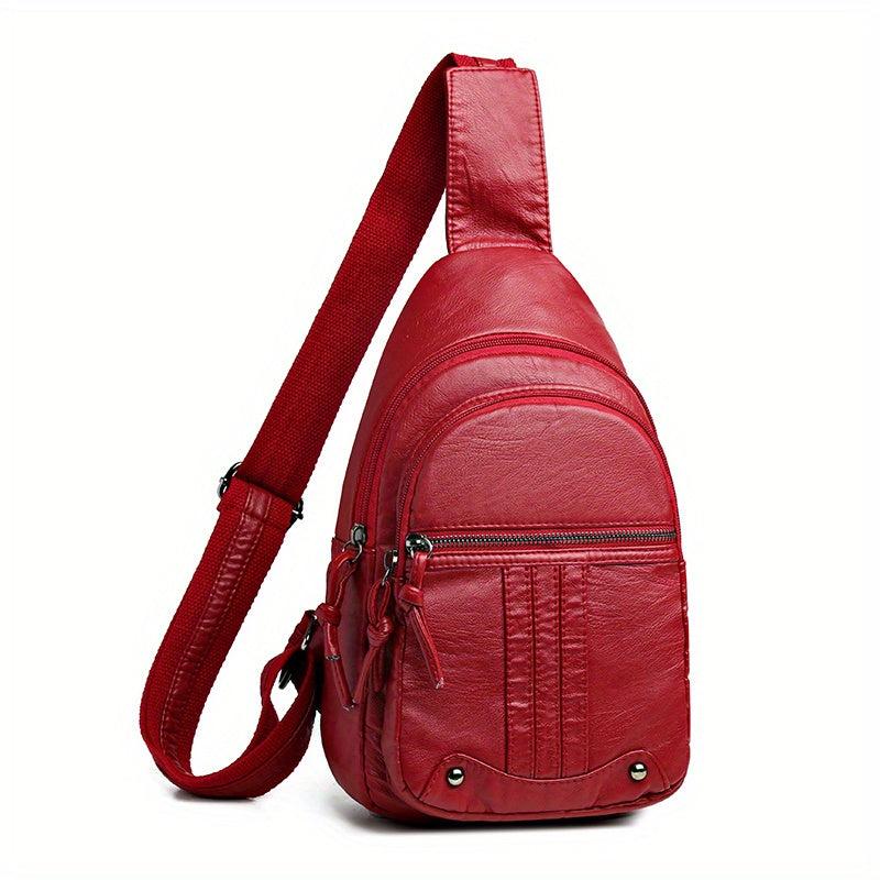 Vintage Faux Leather Sling Bag Crossbody Chest Bag