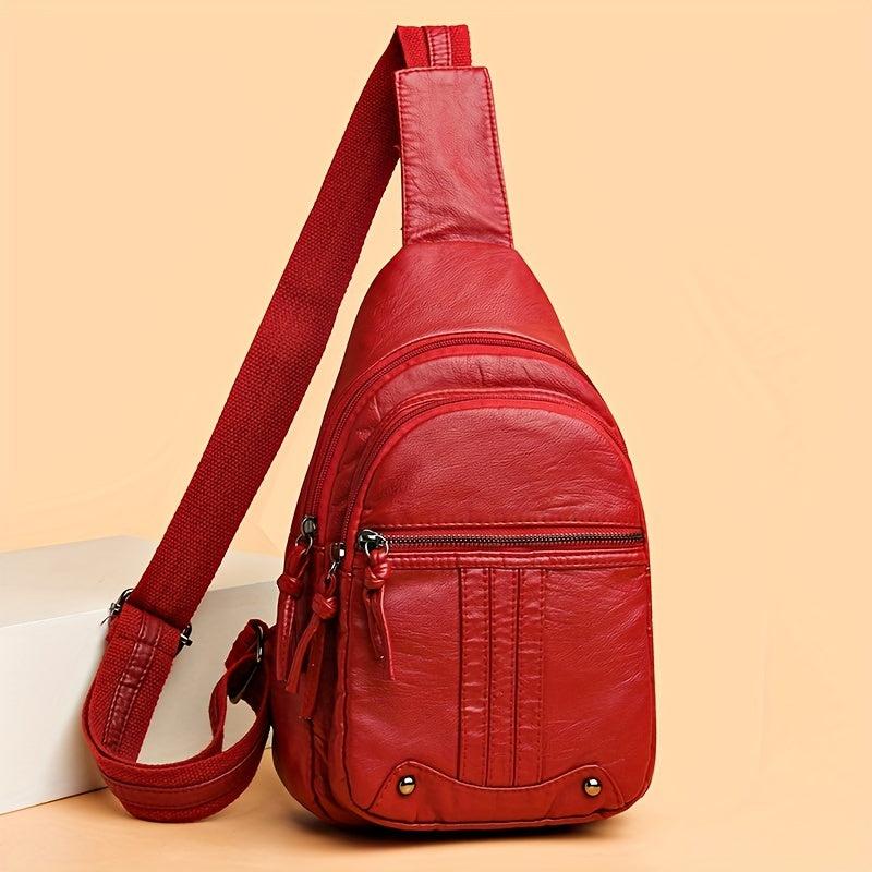 Vintage Faux Leather Sling Bag Crossbody Chest Bag