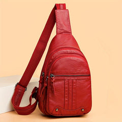 Vintage Faux Leather Sling Bag Crossbody Chest Bag