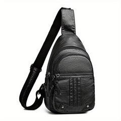 Vintage Faux Leather Sling Bag Crossbody Chest Bag