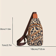 Leopard Pattern Chest Zipper Bag Crossbody Sling Bag