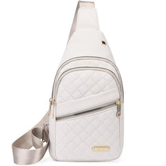 Argyle Sports Sling Bag Zipper Front Crossbody Bag with Headphone Hole