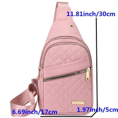 Argyle Sports Sling Bag Zipper Front Crossbody Bag with Headphone Hole
