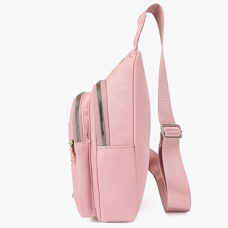 Argyle Sports Sling Bag Zipper Front Crossbody Bag with Headphone Hole