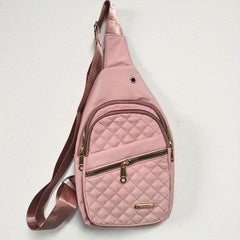 Argyle Sports Sling Bag Zipper Front Crossbody Bag with Headphone Hole