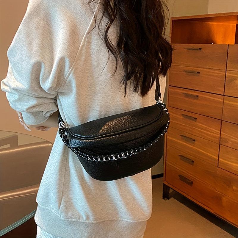 Minimalist Solid Chest Bag Zipper Crossbody Bag