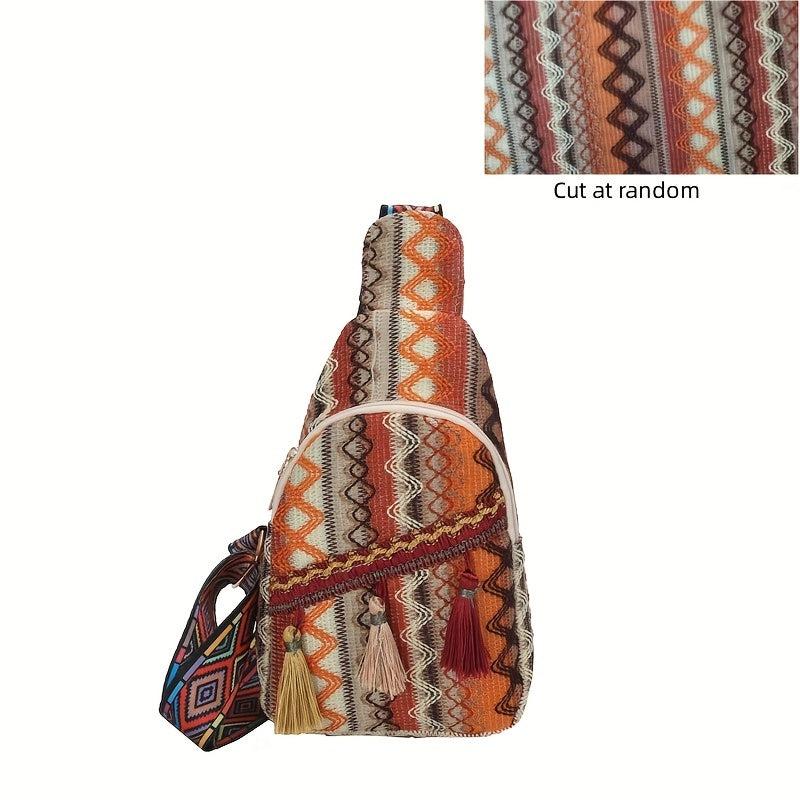 Vintage Ethnic Style Chest Bag Retro Bohemian Sling Bag Women's Casual Boho Cros