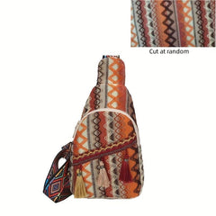 Vintage Ethnic Style Chest Bag Retro Bohemian Sling Bag Women's Casual Boho Cros