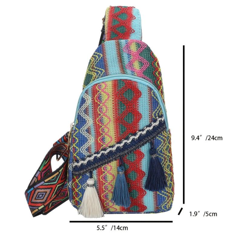 Vintage Ethnic Style Chest Bag Retro Bohemian Sling Bag Women's Casual Boho Cros