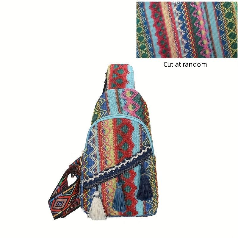 Vintage Ethnic Style Chest Bag Retro Bohemian Sling Bag Women's Casual Boho Cros