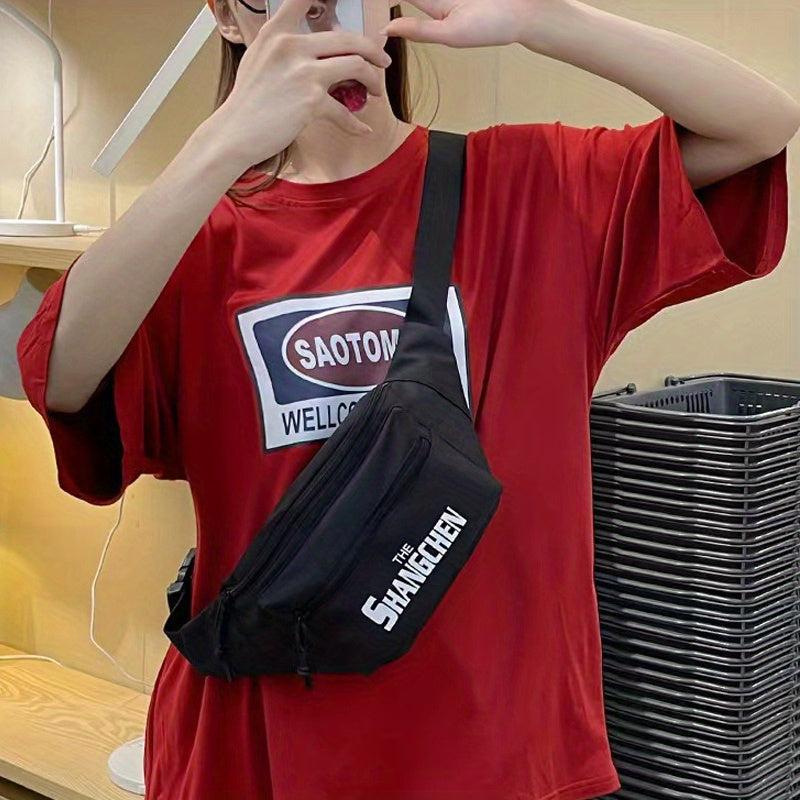 Letter Graphic Chest Bag Sports Fitness Crossbody Fanny Pack
