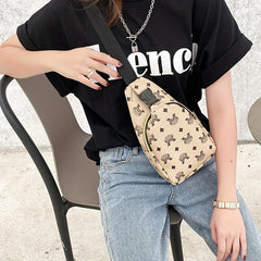 Casual Chest Bag PU Leather Lightweight Sling Bag