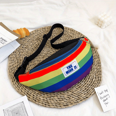 Rainbow Block Chest Bag Lightweight Portable Crossbody Bag Women's Casual Sling