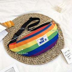 Rainbow Block Chest Bag Lightweight Portable Crossbody Bag Women's Casual Sling