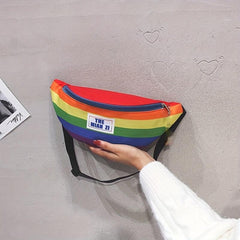 Rainbow Block Chest Bag Lightweight Portable Crossbody Bag Women's Casual Sling
