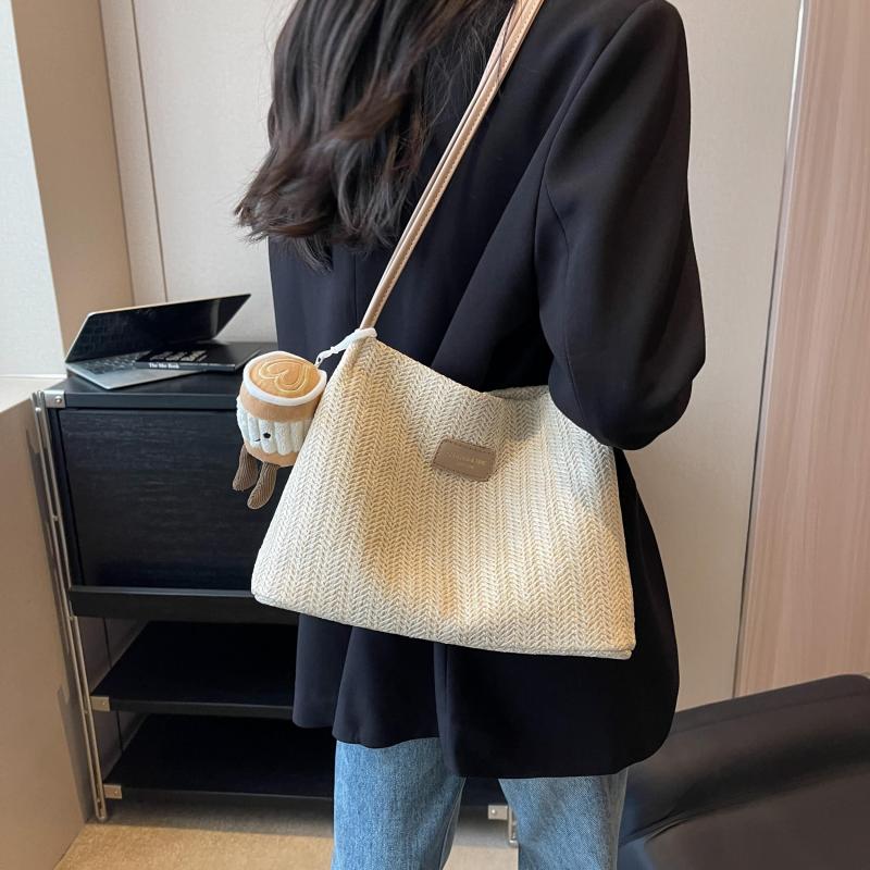 Straw Woven Tote Bag Summer Beach Hobo Bag Women's Casual Handbag