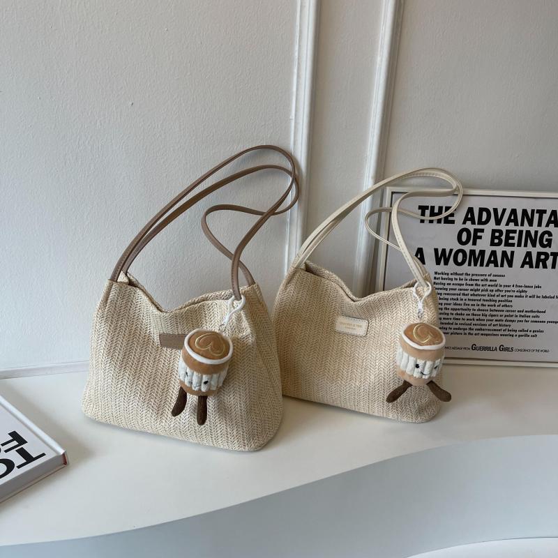 Straw Woven Tote Bag Summer Beach Hobo Bag Women's Casual Handbag