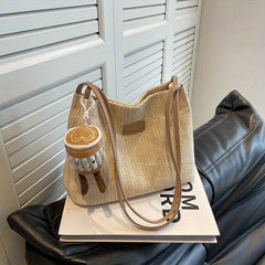 Straw Woven Tote Bag Summer Beach Hobo Bag Women's Casual Handbag