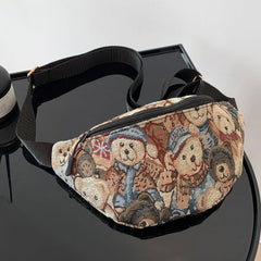 Cute Bear Pattern Chest Bag with Mini Purse